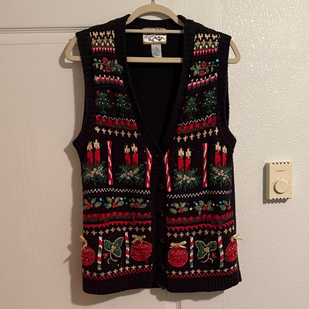 Festive Black and Red Sweater Vest